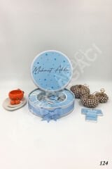 Mavi Kalpli Metal Kutu İsme Özel Çikolata KA124