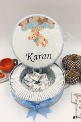 Balonlu Ayıcık Metal Kutu İsme Özel Çikolata KA03