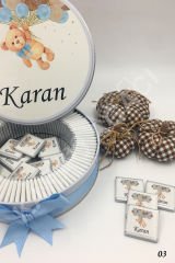 Balonlu Ayıcık Metal Kutu İsme Özel Çikolata KA03