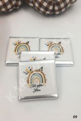 Gökuşağı Kahverengi Metal Kutu İsme Özel Çikolata KA09