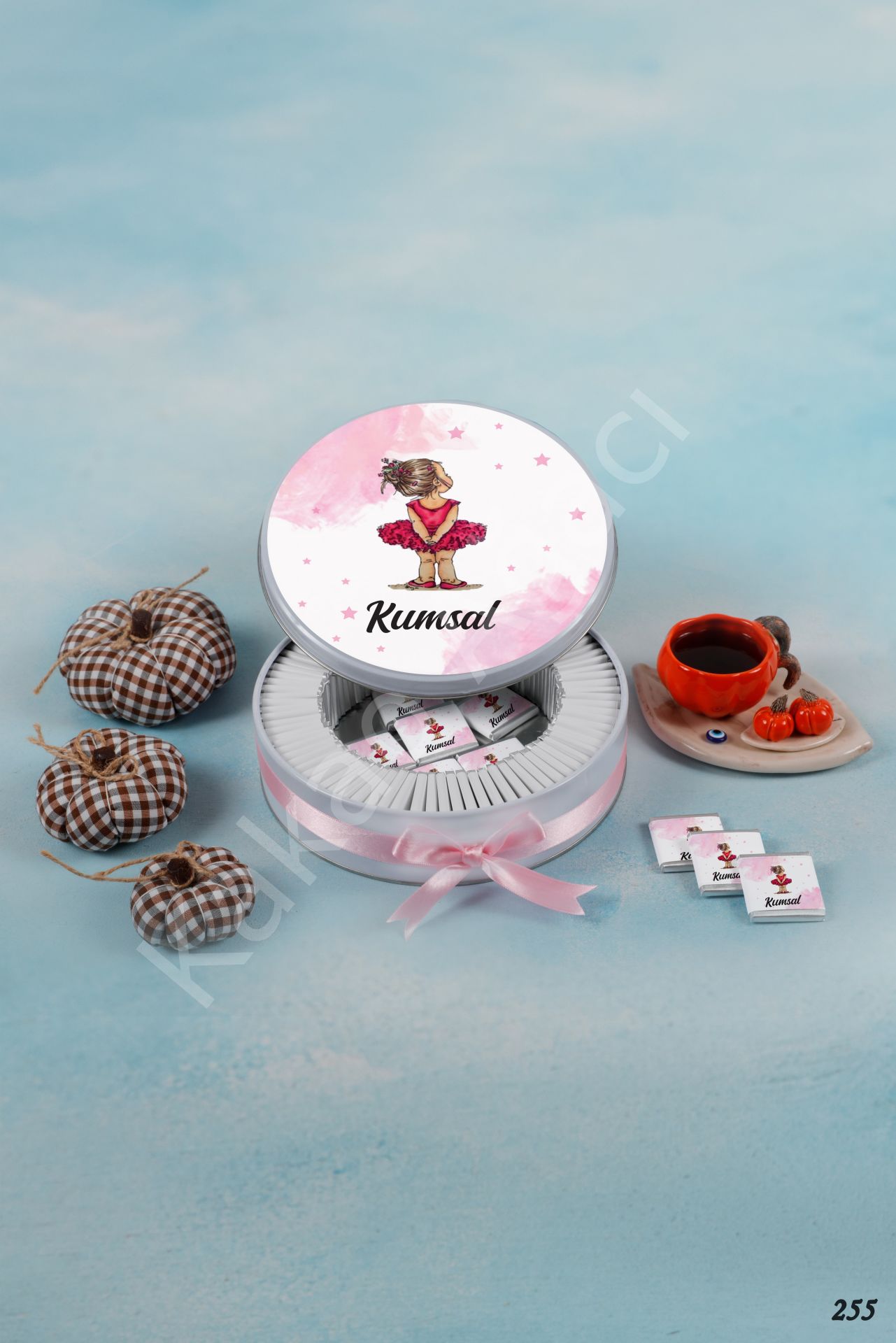 Pembe Balerin Metal Kutu İsme Özel Çikolata KA255