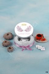 Pembe Melek Kanadı Metal Kutu İsme Özel Çikolata KA739