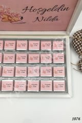 Kız Uyuyan Pembe Bebek Karton Kutu İsme Özel Çikolata KA1076