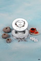 Tüylü Çerçeve Gelin & Damat Metal Kutu İsme Özel Çikolata KA929