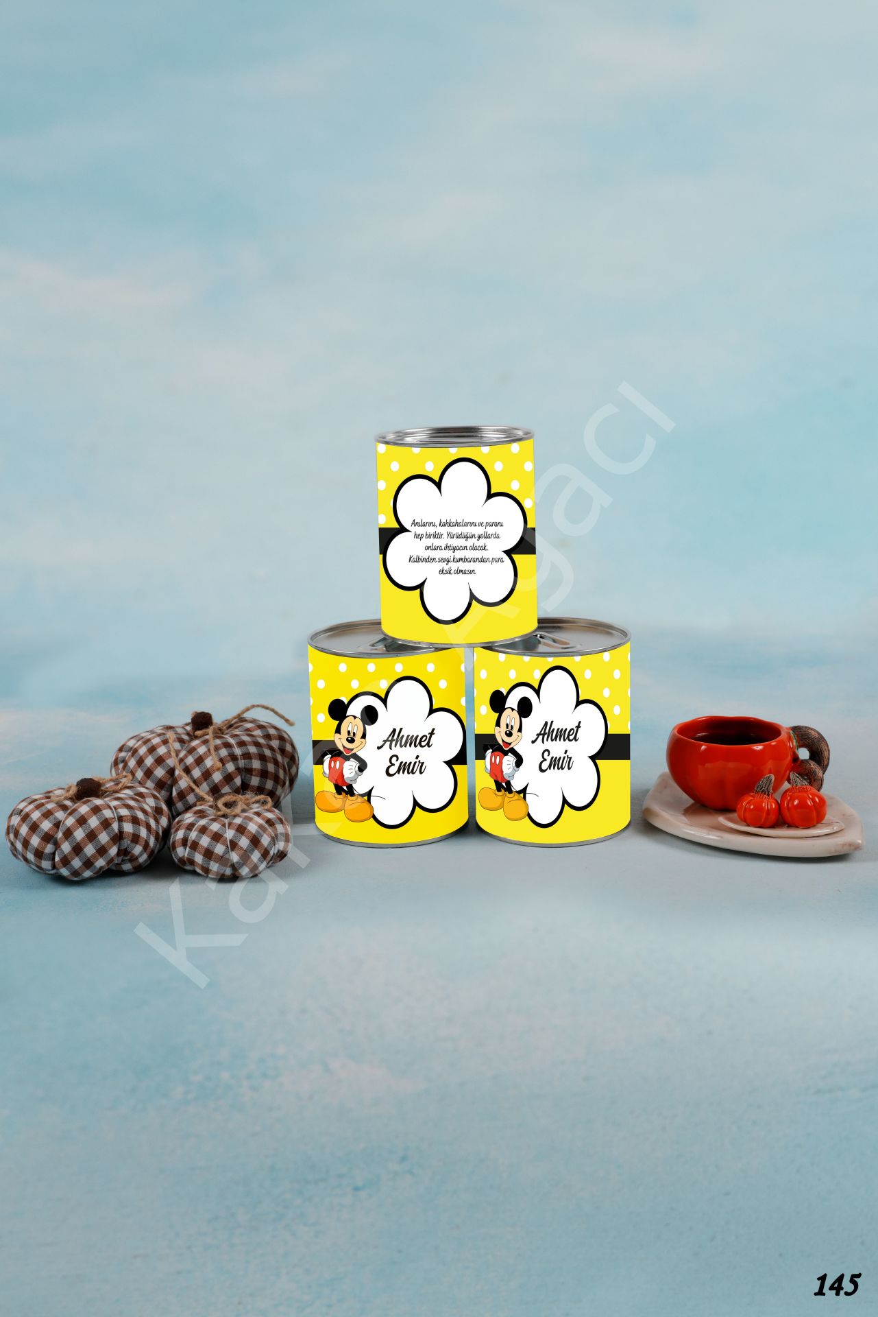 Mickey Mouse Sarı Kumbara Kişiye Özel İsimli KA145