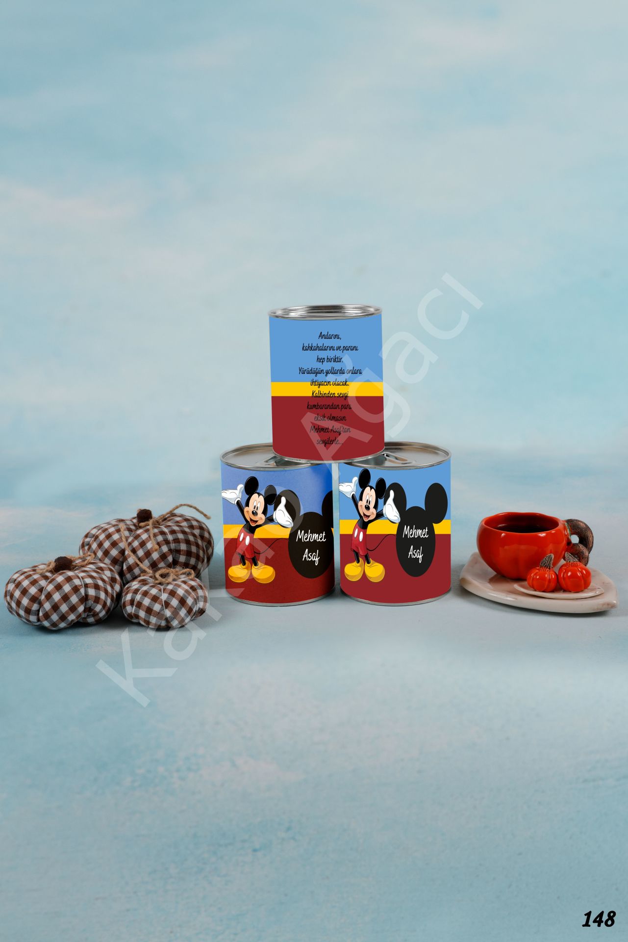 Mickey Mouse Kırmızı Kumbara Kişiye Özel İsimli KA148