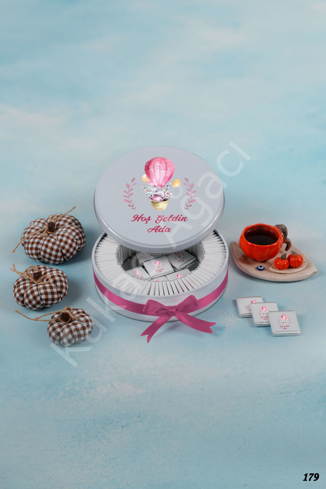 Pembe Balonlu Tavşanlı Metal Kişiye Özel İsimli KA179