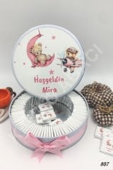 Pembe Ayıcıklı Metal Kutu İsme Özel Çikolata KA807
