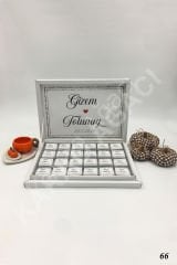 Gümüş Çerçeveli Gelin & Damat Karton Kutu İsme Özel Çikolata KA66