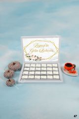 Altın Çerçeveli Çiçekli Bohça & Çeyiz Karton Kutu İsme Özel Çikolata KA67