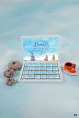Deniz & Gemi Temalı Karton Kutu İsme Özel Çikolata KA71